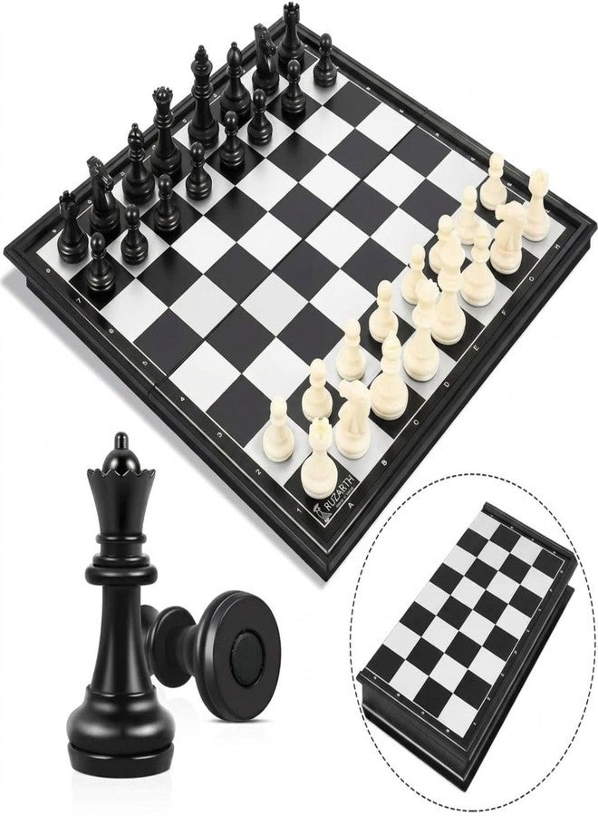 RUZARTH Magnetic Chess Set 25x25CM Folding Chess Board for Kids & Adults, Portable Travel Chess Game with Strong Magnetic Pieces, Educational Strategy Board Game. (Black & White10 inches) - Image 1