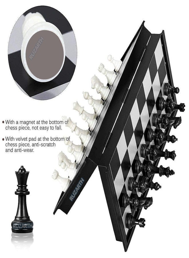 RUZARTH Magnetic Chess Set 25x25CM Folding Chess Board for Kids & Adults, Portable Travel Chess Game with Strong Magnetic Pieces, Educational Strategy Board Game. (Black & White10 inches) - Image 4