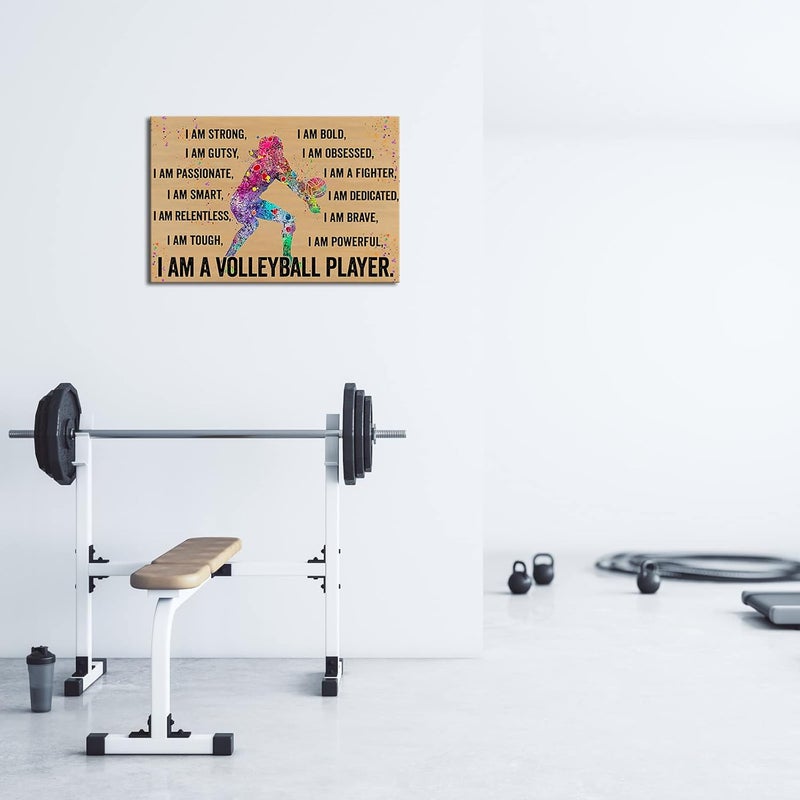 Busmko Volleyball Player Motivational Sports Posters Vintage Framed Art Canvas Volleyball Poster Wall Art Quotes Inspirational Pictures Modern Painting Decoration for Girls Framed (16x24inch) - Image 2