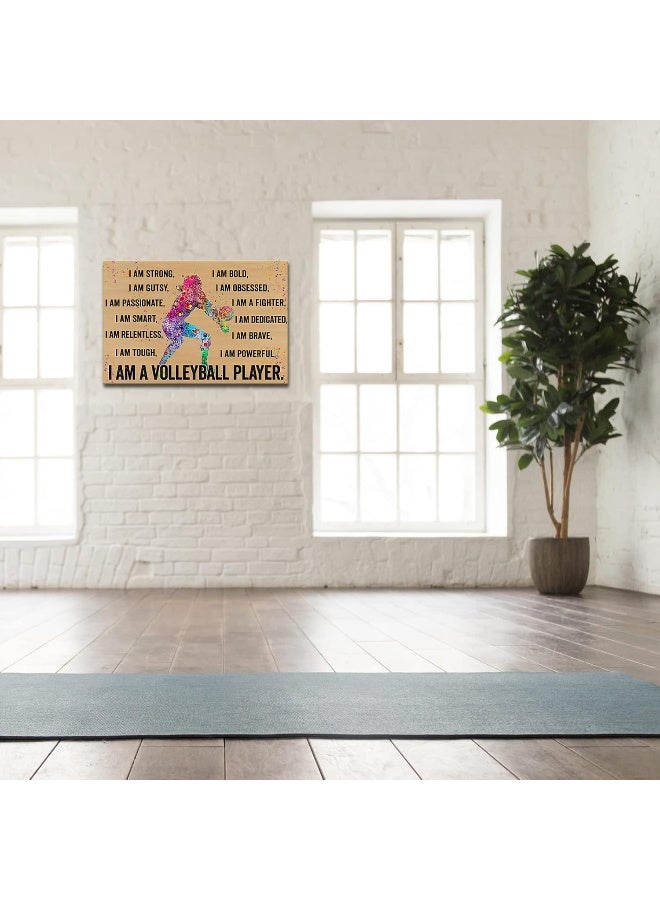 Busmko Volleyball Player Motivational Sports Posters Vintage Framed Art Canvas Volleyball Poster Wall Art Quotes Inspirational Pictures Modern Painting Decoration for Girls Framed (16x24inch) - Image 3
