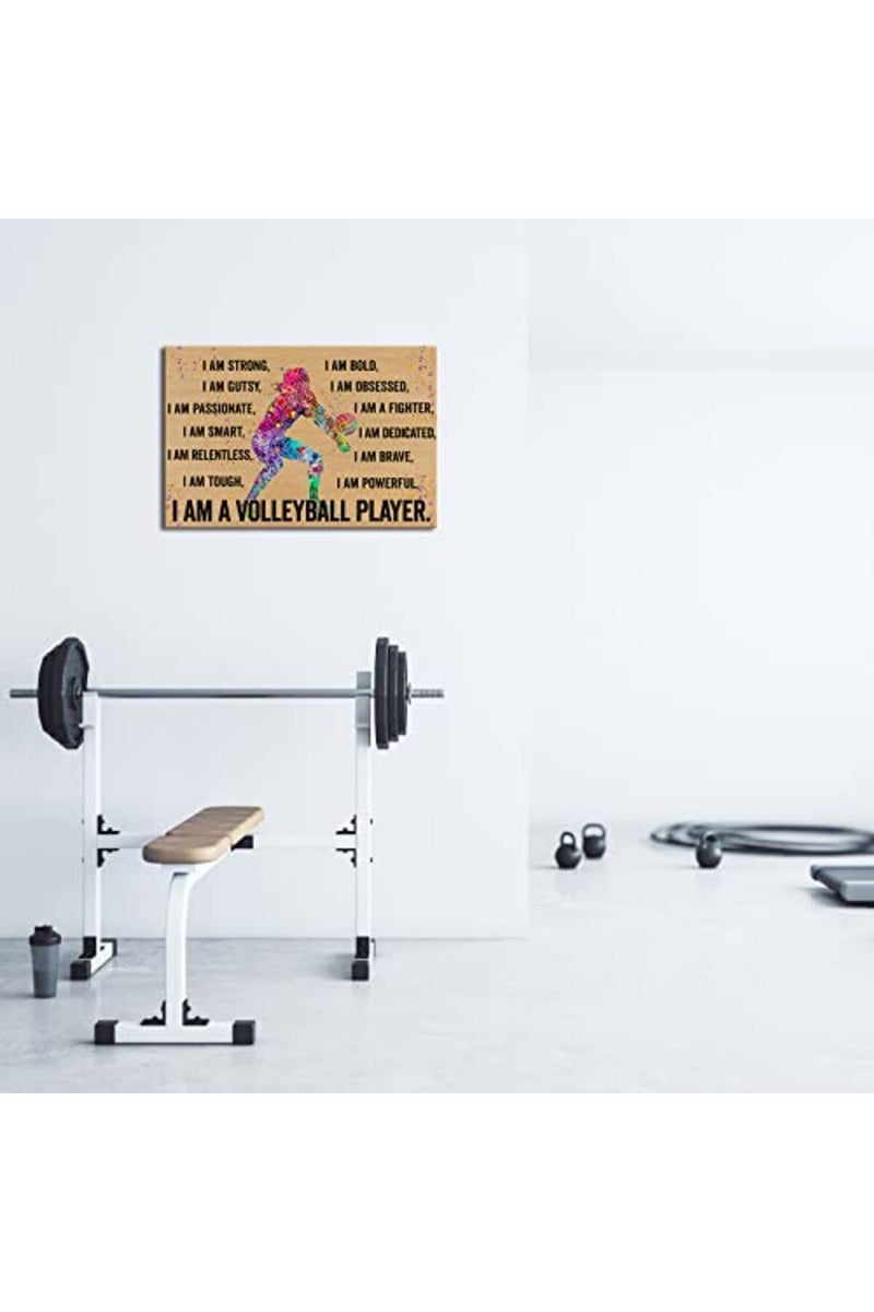 Busmko Volleyball Player Motivational Sports Posters Vintage Framed Art Canvas Volleyball Poster Wall Art Quotes Inspirational Pictures Modern Painting Decoration for Girls Framed (16x24inch) - Image 2