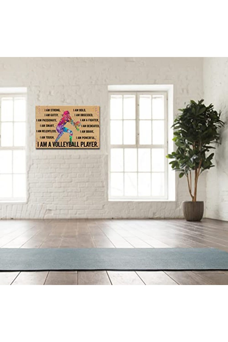 Busmko Volleyball Player Motivational Sports Posters Vintage Framed Art Canvas Volleyball Poster Wall Art Quotes Inspirational Pictures Modern Painting Decoration for Girls Framed (16x24inch) - Image 3