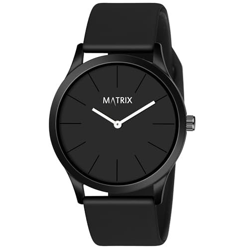Matrix Minimalist Dial with Softest Silicone Strap Analog Wrist Watch for Men & Boys (Black) - Image 1