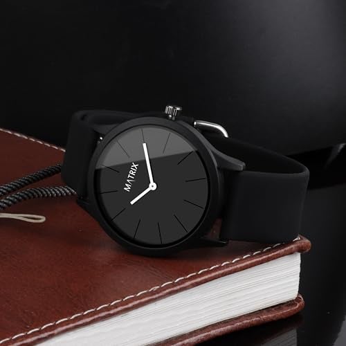 Matrix Minimalist Dial with Softest Silicone Strap Analog Wrist Watch for Men & Boys (Black) - Image 2