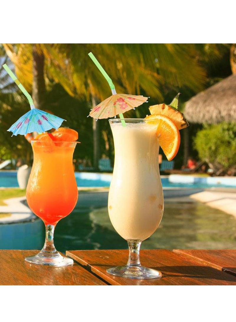 Loquat 100PCS Colourful Umbrella Drinking Straws, Premium Parasol Bendable Party Straws，Birthday Party Decorations Supplies for Drinkware - Image 2