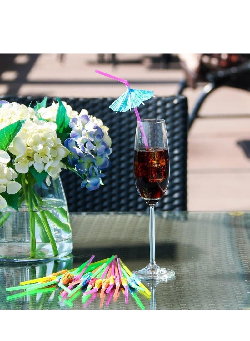 Loquat 100PCS Colourful Umbrella Drinking Straws, Premium Parasol Bendable Party Straws，Birthday Party Decorations Supplies for Drinkware - Image 4