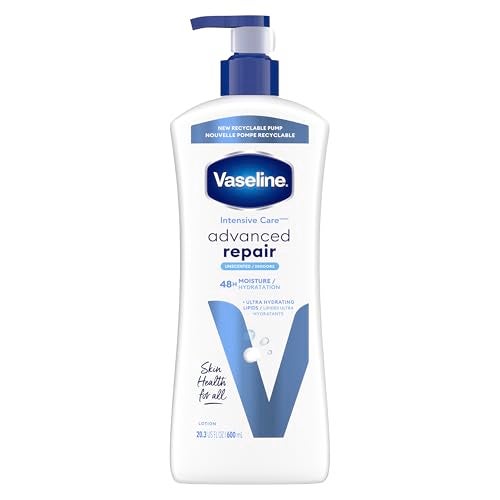 Vaseline Intensive Care Body Lotion Advanced Repair Unscented for Dry Skin Lotion Made with Ultra-Hydrating Lipids and Vaseline Jelly That Repairs Extremely Dry Skin 20.3 oz - Image 1
