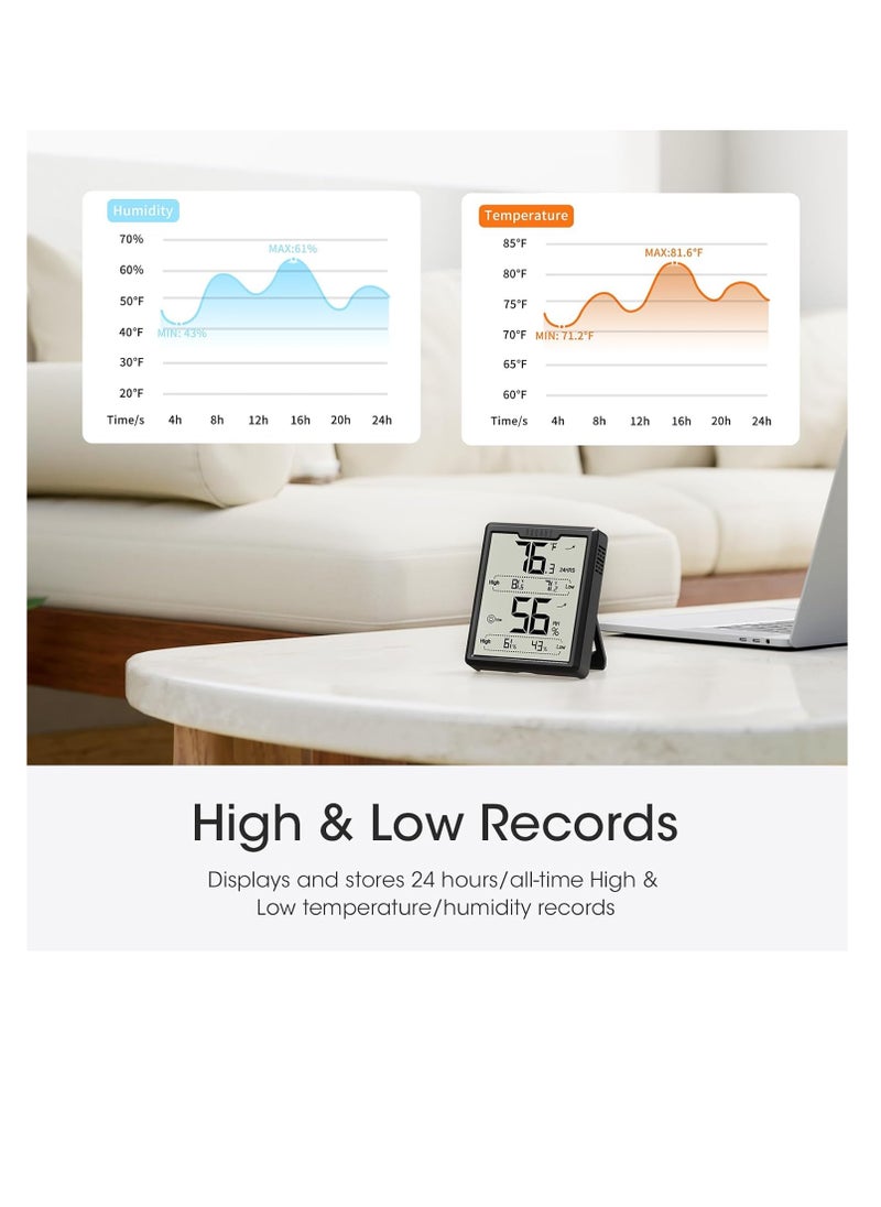 DOQAUS - DOQAUS 𝐔𝐩𝐠𝐫𝐚𝐝𝐞𝐝 Digital Hygrometer Room Thermometer Indoor, Humidity Meter with Large LCD Display, Temperature Humidity Monitor with Max Min Records, Black - Image 1