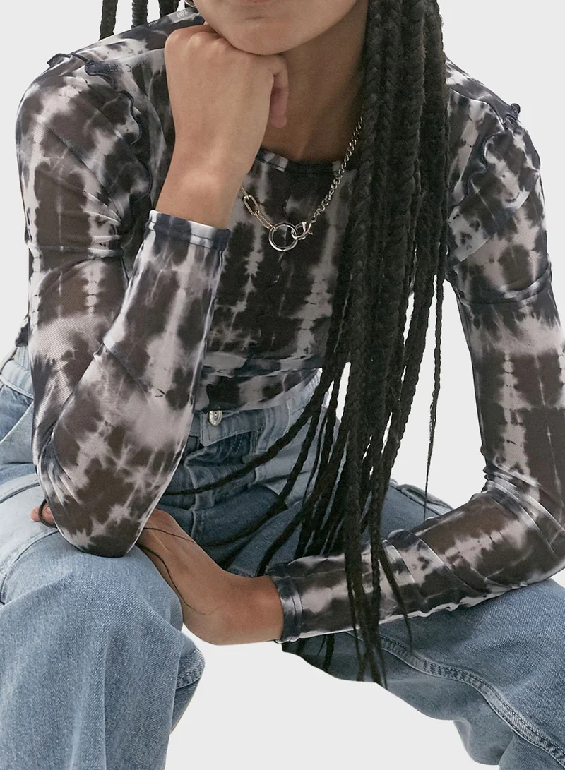 URBAN OUTFITTERS Tie Dye Mesh Top