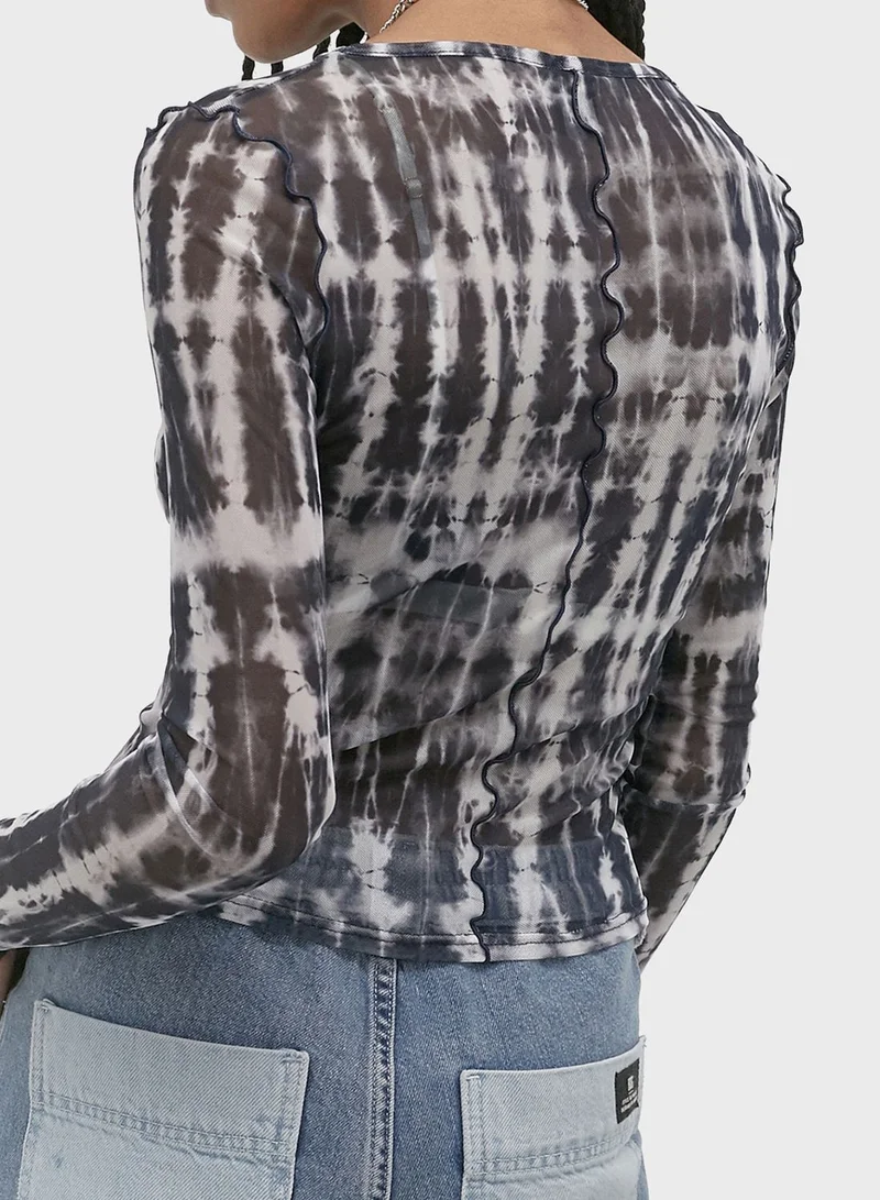 URBAN OUTFITTERS Tie Dye Mesh Top