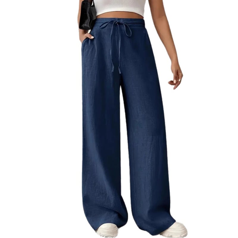 Women's Casual Wide-Leg Pants with Pockets - Image 4