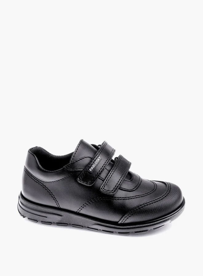 بابلوسكي Boys' Panelled School Shoes with Hook and Loop Closure - 354710