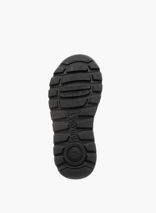 Pablosky Boys' Panelled School Shoes with Hook and Loop Closure - 354710  - Image 3