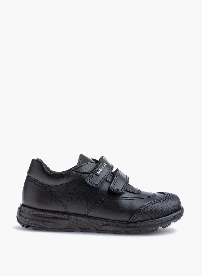 بابلوسكي Boys' Panelled School Shoes with Hook and Loop Closure - 354710