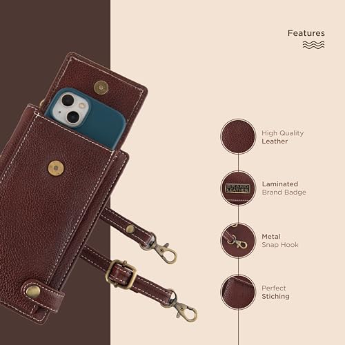 BRAND LEATHER Genuine Leather Sling Wallet for Women (BROWN) - Image 4