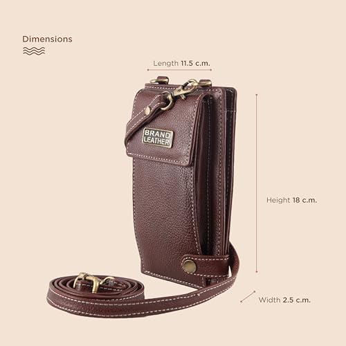 BRAND LEATHER Genuine Leather Sling Wallet for Women (BROWN) - Image 2