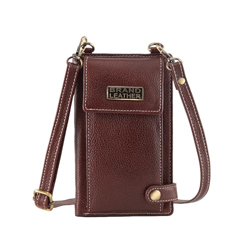 BRAND LEATHER Genuine Leather Sling Wallet for Women (BROWN) - Image 1