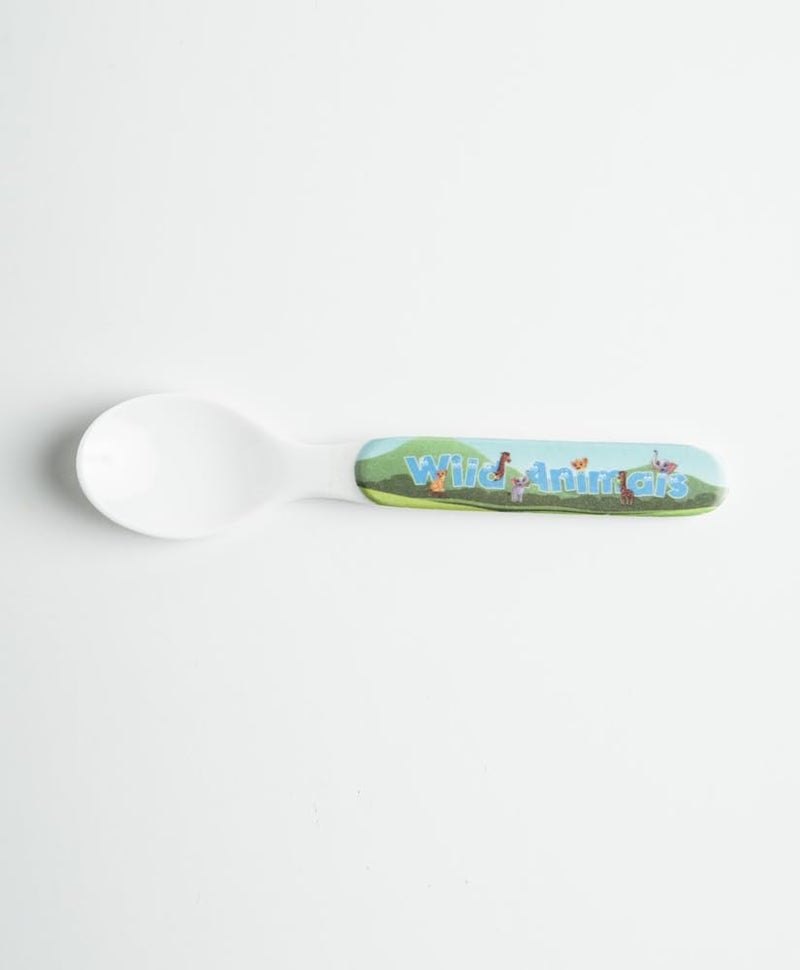Superware Melamine Kids Wild Animal Theme 4 Section Divided Plates with Spoons Set of 2 for Toddlers Baby Mealtime Durable Safe - Image 2