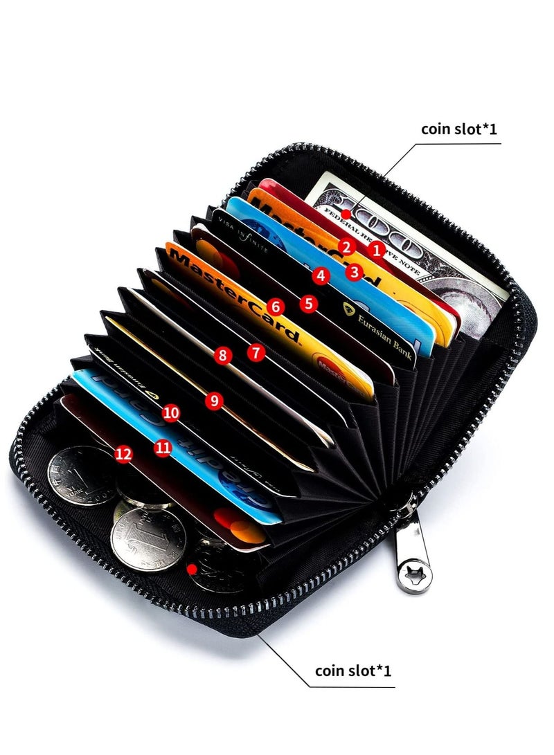 Excefore Credit Card Holder, Leather Wallet Zipper Case Purse RFID Blocking, Mini with ID Window for Women Men - Image 4