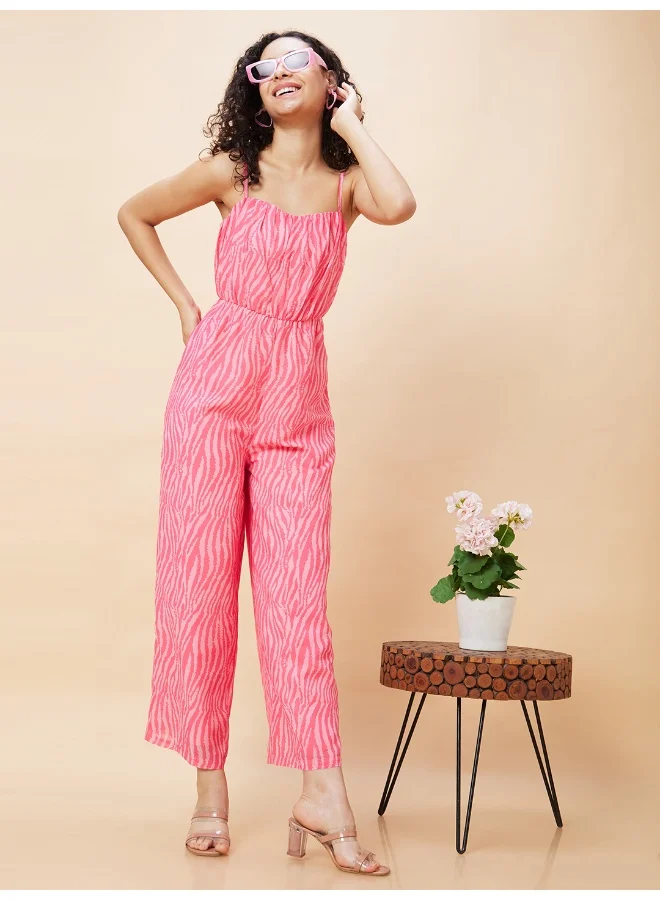 globus Women Animal Printed Shoulder Straps Basic Jumpsuit