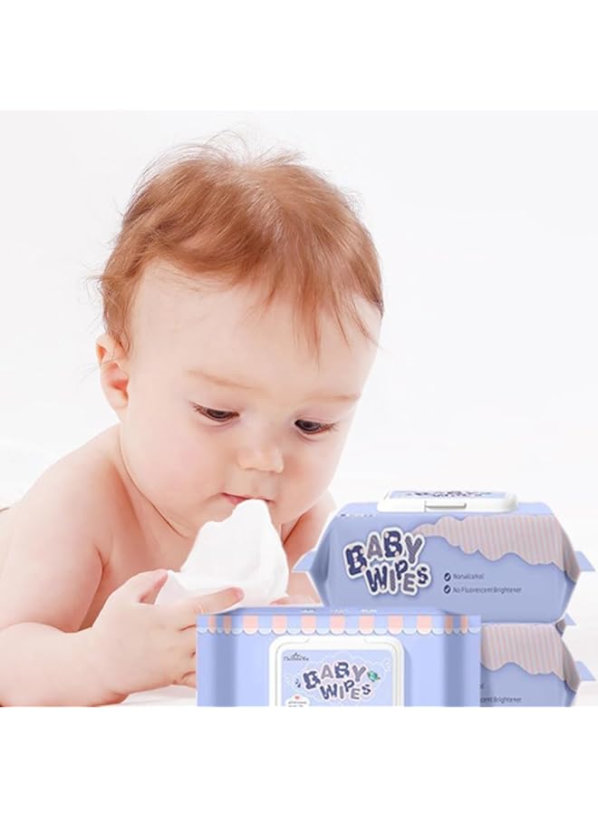 DMG TECH Baby Wipes 240 Count (3 Pack) Cleansing Sensitive Baby Wipes Soft And Gentle 99.9% Water Water Wipes Fragrance Free  - Image 1