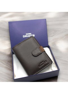 MARIO DRAFTS Mario Drafts Men's Genuine Leather Button Wallet, Brown  - Image 2