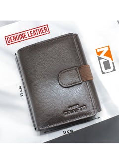 MARIO DRAFTS Mario Drafts Men's Genuine Leather Button Wallet, Brown  - Image 3