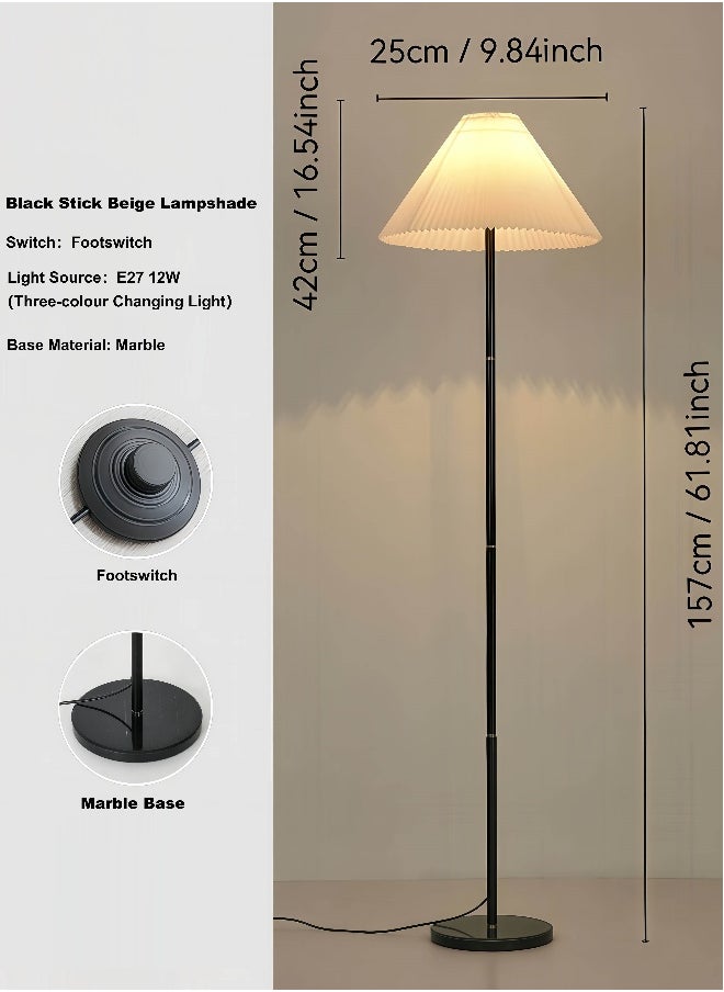 DIDA Retro Pleated Floor Lamp Nordic Standing Lamp for Living Room Bedroom with Metal Base, 3500K-6000K Dimmable Standing Light Indoor Floor Lighting 3 Colors Light 12W  - Image 3