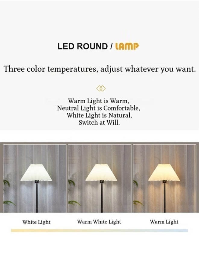 DIDA Retro Pleated Floor Lamp Nordic Standing Lamp for Living Room Bedroom with Metal Base, 3500K-6000K Dimmable Standing Light Indoor Floor Lighting 3 Colors Light 12W  - Image 4