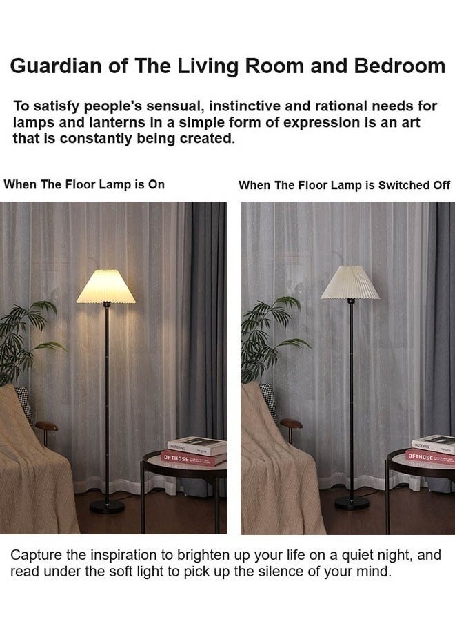 DIDA Retro Pleated Floor Lamp Nordic Standing Lamp for Living Room Bedroom with Metal Base, 3500K-6000K Dimmable Standing Light Indoor Floor Lighting 3 Colors Light 12W  - Image 5