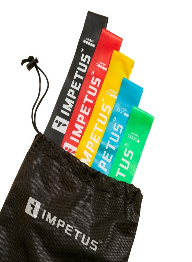 IMPETUS Resistance Flexbands - Pack of 5 Mini Loop Resistance Bands | Therabands for Hip, Glute & Full Body Workout, Stretching & Toning, Latex Fitness Bands for Home & Gym (Multicolor) - Image 1