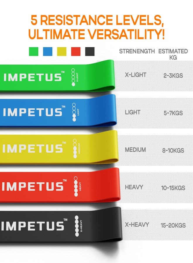 IMPETUS Resistance Flexbands - Pack of 5 Mini Loop Resistance Bands | Therabands for Hip, Glute & Full Body Workout, Stretching & Toning, Latex Fitness Bands for Home & Gym (Multicolor) - Image 3