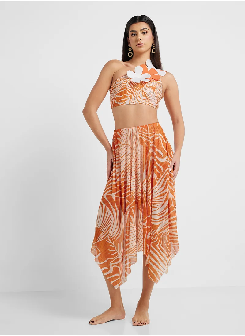 ELLA Bikini With 3D Shoulder Floral & Beach Skirt