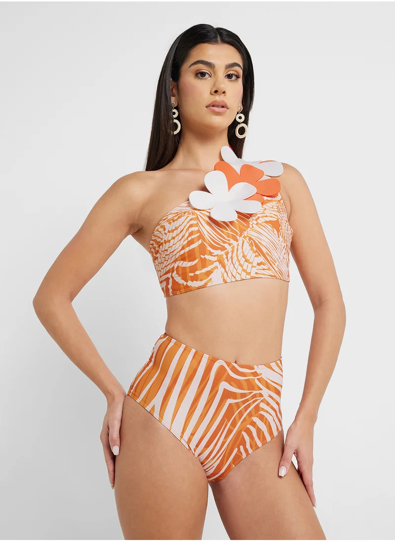 ELLA Bikini With 3D Shoulder Floral & Beach Skirt
