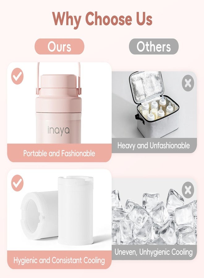 Inaya Portable Breast Milk Cooler Bottle 22oz - Travel Breastmilk Chiller with 24 Hours Cooling, Large Capacity Nursing Essentials with 2 Independent Bottles for Breastmilk Storage, Blush Pink - Image 3
