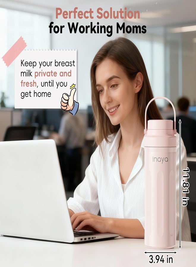 Inaya Portable Breast Milk Cooler Bottle 22oz - Travel Breastmilk Chiller with 24 Hours Cooling, Large Capacity Nursing Essentials with 2 Independent Bottles for Breastmilk Storage, Blush Pink - Image 4