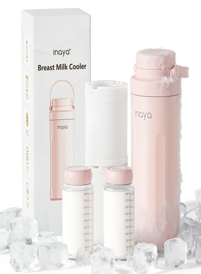 Inaya Portable Breast Milk Cooler Bottle 22oz - Travel Breastmilk Chiller with 24 Hours Cooling, Large Capacity Nursing Essentials with 2 Independent Bottles for Breastmilk Storage, Blush Pink - Image 1