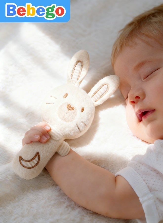 BEBEGO Adorable Rabbit & Bear Animal Hand Rattle Toy for Toddlers - Soft, Chewable Teething Ring with Smiling Face Design, Makes Fun Rattling Sounds, Perfect for Soothing Sore Gums, Toddler Sensory Toy - Image 2