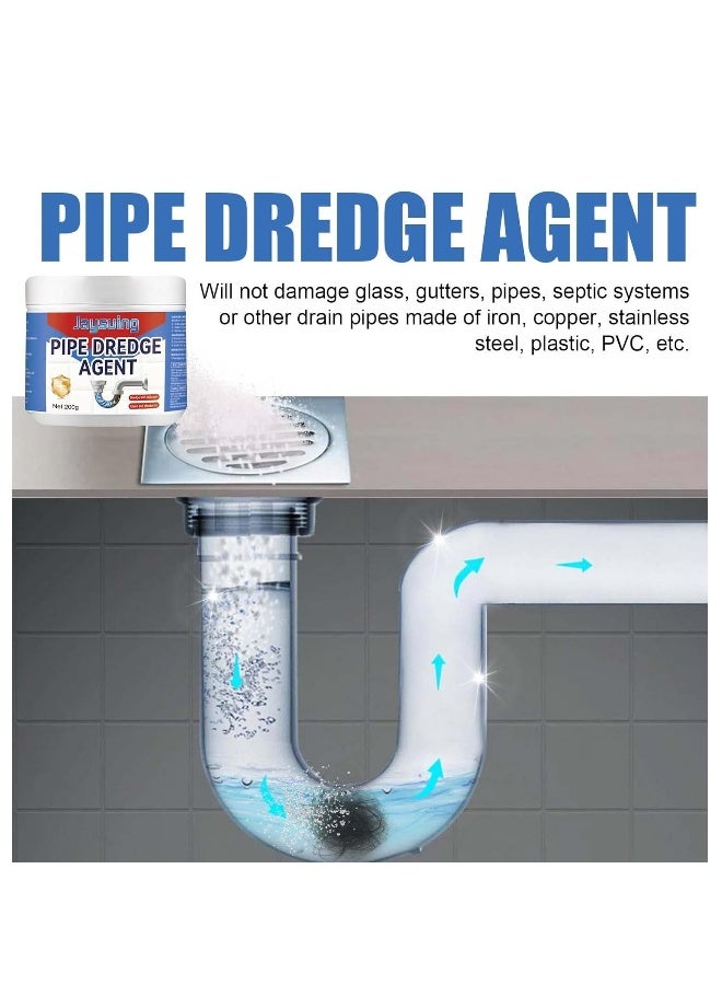 Pipe Dredge Agent Bathroom Drain Cleaner Powerful Pipe Excavator Kitchen Sink Drain Cleaner Home Sewer Toilet Kitchen Dredging Deodorant Clogged Channel Agent Deep Cleaning Quick Effect 200g - Image 2