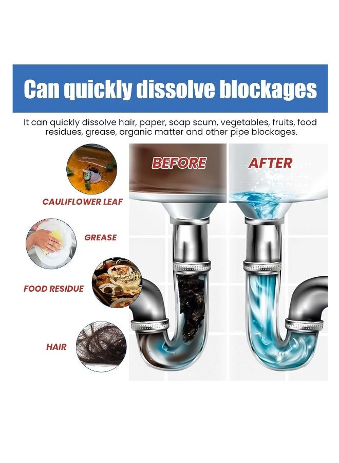 Pipe Dredge Agent Bathroom Drain Cleaner Powerful Pipe Excavator Kitchen Sink Drain Cleaner Home Sewer Toilet Kitchen Dredging Deodorant Clogged Channel Agent Deep Cleaning Quick Effect 200g - Image 5