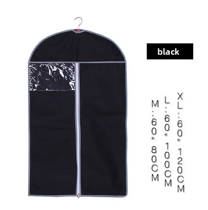 Breathable Fur Coat Dust Cover Storage Bag Black 