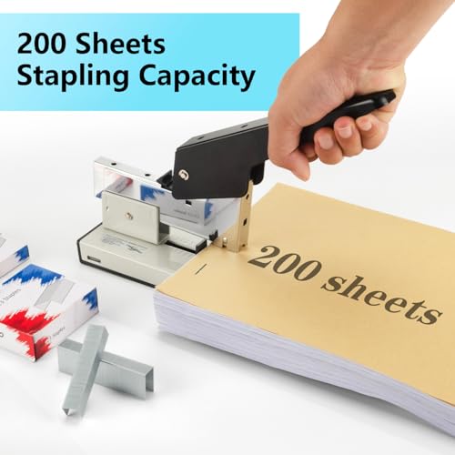 IMLIKE Heavy Duty Stapler with 2000 Staples: IMLIKE 200 Sheets Capacity Manual No Jam Desk Stapler,Big Metal Labor-Saving Office Supplies,Non-Slip,Include High Strength 23/13 & 23/23 Staples - Image 4