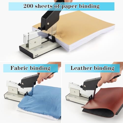 IMLIKE Heavy Duty Stapler with 2000 Staples: IMLIKE 200 Sheets Capacity Manual No Jam Desk Stapler,Big Metal Labor-Saving Office Supplies,Non-Slip,Include High Strength 23/13 & 23/23 Staples - Image 3