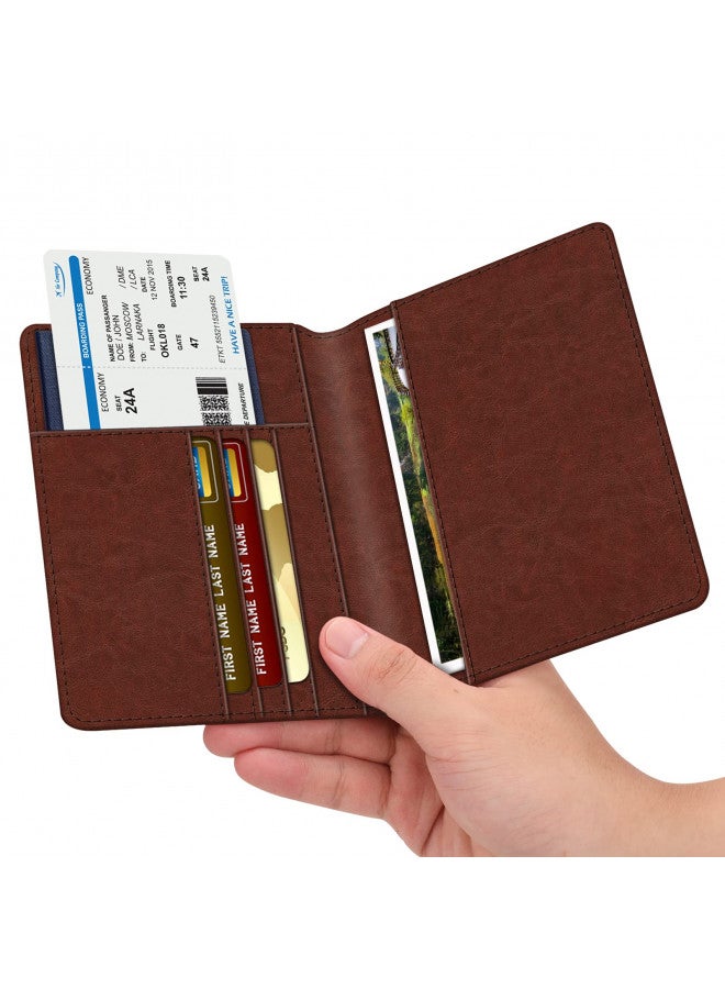 Fintie Fintie Passport Holder, Slim Travel Wallet RFID Blocking Card Case Cover Passport Cover Protector Travel Essentials with Credit Card Slots for Women/Men, Vintage Brown - Image 3