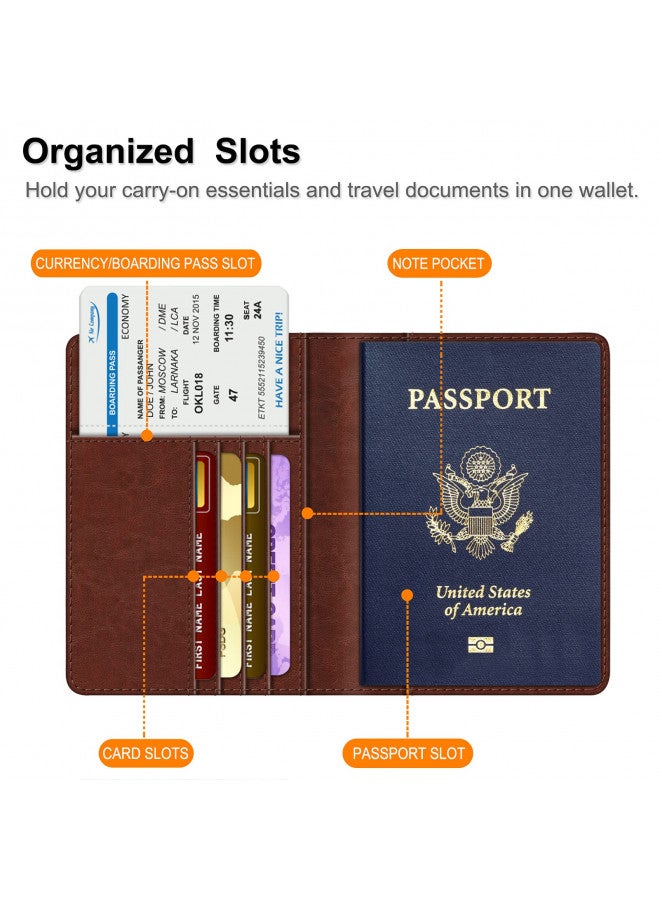 Fintie Fintie Passport Holder, Slim Travel Wallet RFID Blocking Card Case Cover Passport Cover Protector Travel Essentials with Credit Card Slots for Women/Men, Vintage Brown - Image 1