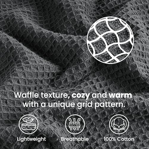 Tex Trend Grey Waffle Blanket – 100% Cotton Blankets Queen Size – Breathable and Soft for Summer Spring – Suitable for Bed Layering, Sofa - Grey (90”x90”) - Image 4