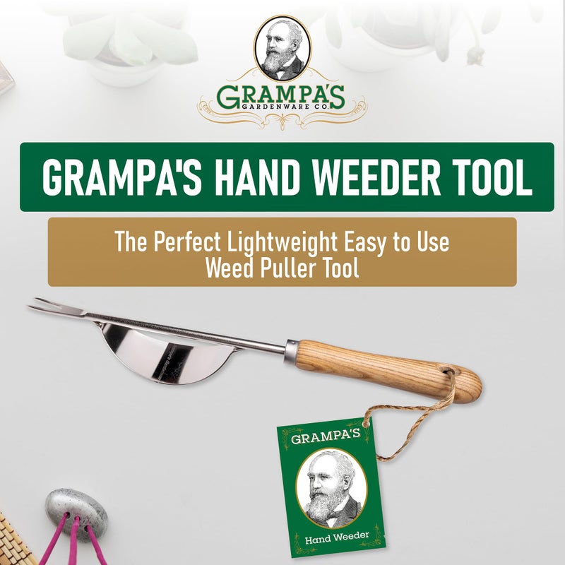 Grampa's Weeder Grampa's Hand Weeder Tool - The Perfect Lightweight Easy to Use Weed Puller Tool for Garden - Durable Unique Lever Design with V-Shaped Forks Allows for Easy Removal of Weeds & Their Roots. - Image 2
