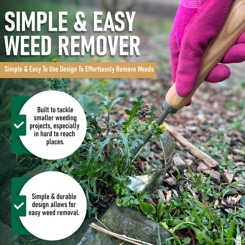 Grampa's Weeder Grampa's Hand Weeder Tool - The Perfect Lightweight Easy to Use Weed Puller Tool for Garden - Durable Unique Lever Design with V-Shaped Forks Allows for Easy Removal of Weeds & Their Roots. - Image 4