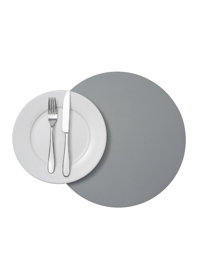 Restaurantware مفرش طاولة دائري 16 بوصة، 6 مفرش طاولة دائري من الفينيل - مزخرف، مقاوم للبقع، مفرش طاولة رمادي من الفينيل، شعور مشابه للجلد، يحمي الأسطح - Image 2