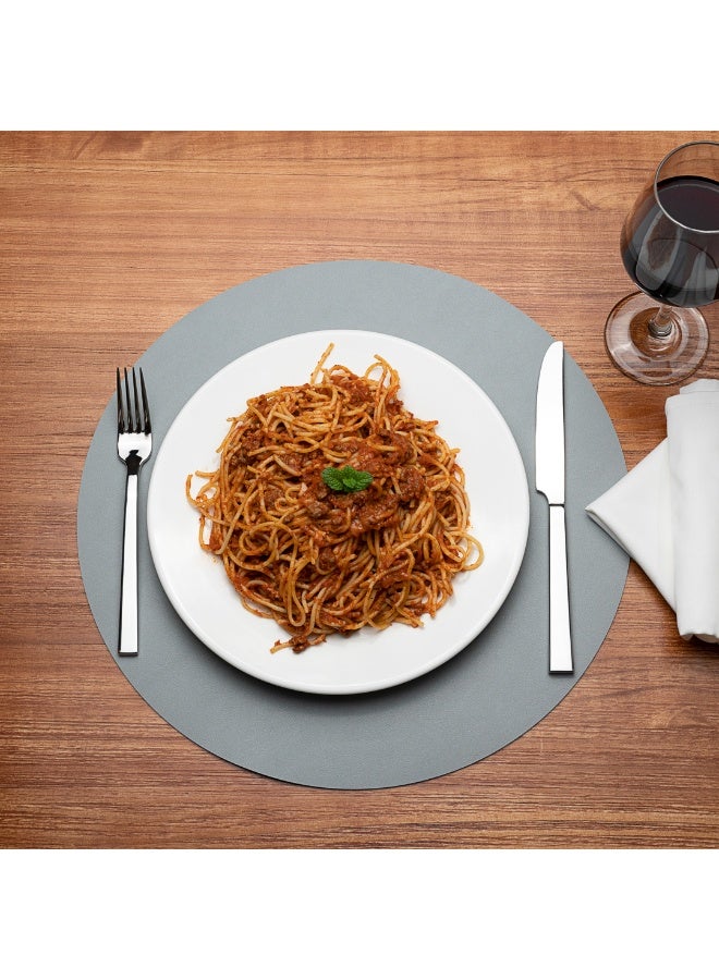 Restaurantware مفرش طاولة دائري 16 بوصة، 6 مفرش طاولة دائري من الفينيل - مزخرف، مقاوم للبقع، مفرش طاولة رمادي من الفينيل، شعور مشابه للجلد، يحمي الأسطح - Image 3